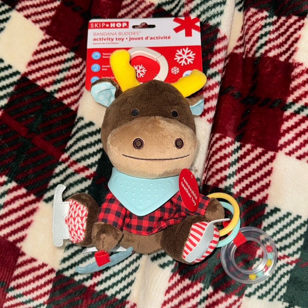 Skip Hop Bandana Buddies Ice Skate Moose Baby Toy